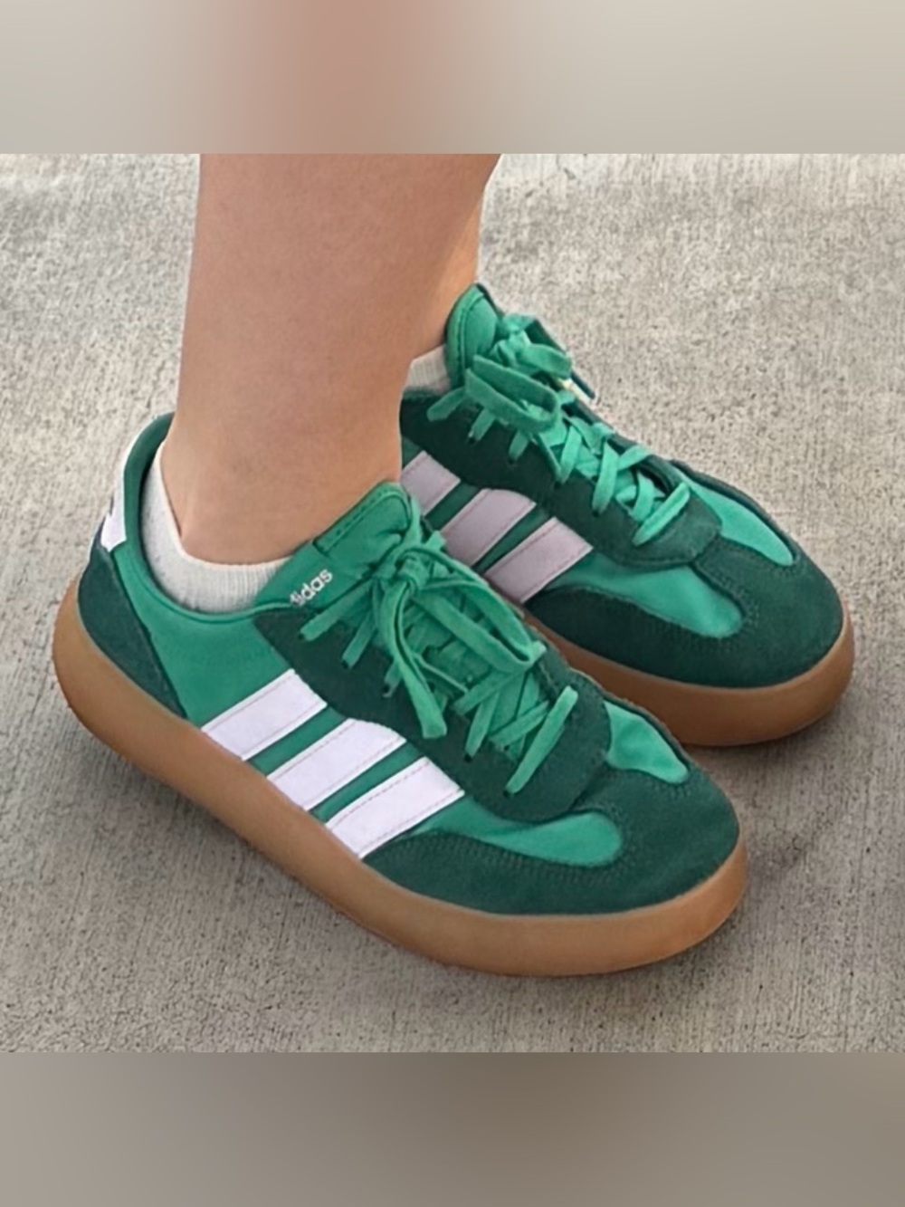 Adidas Green Trainers with Gum Sole